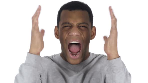 Portrait of Screaming AfroAmerican Man Going Crazy