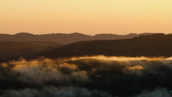 Morning Fog in the Forest, Natural Beautiful Nature Landscape in Mountain, Background