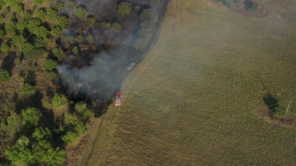 Aerial View Of Fire In Nature