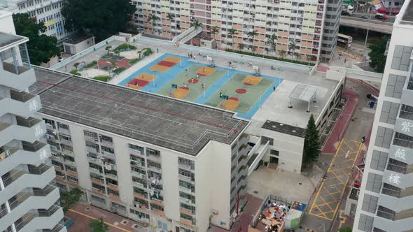 Top view of Choi Hung estate in Hong Kong