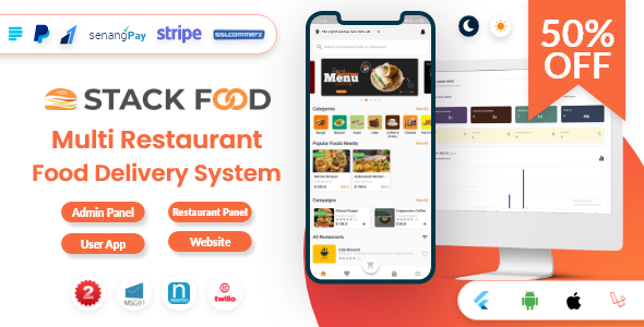 StackFood Multi Restaurant - Food Delivery App with Laravel Admin and Restaurant Panel v3.0
