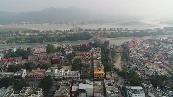 City of Haridwar state of Uttarakhand in India seen from the sky