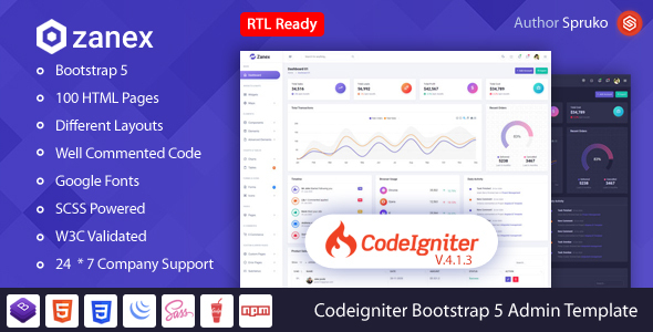 Zanex - Codeigniter Bootstrap 5 Dashboard Template