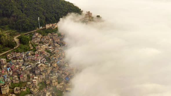 Aerial of the rice fields and villages of Yuanyang County China