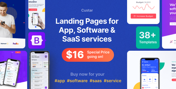 Custar - App, Software & SaaS Landing Templates