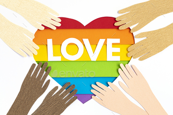 paper heart with rainbow color stripes symbol of LGBT gay Pride. Love, diversity, tolerance / Photodune, Misc