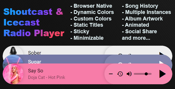 Shoutcast & Icecast Radio Player with Song History