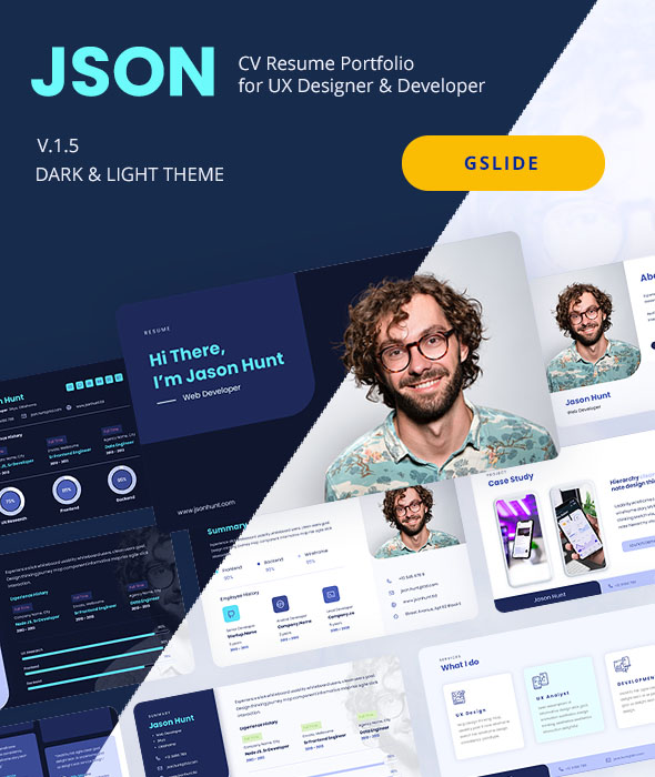 JSON - Google Slide CV Resume Portfolio for UX & Developer