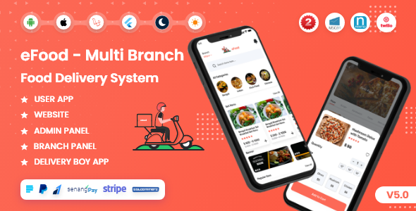 eFood - Food Delivery App with Laravel Admin Panel + Delivery Man App V5.0