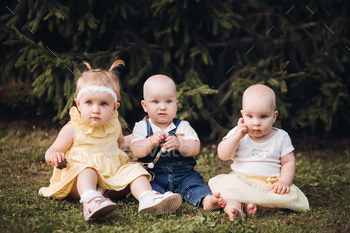 Cute kids sitting on the grass in the park / Photodune, Misc