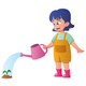 Girl Watering Plant on White - GraphicRiver Item for Sale