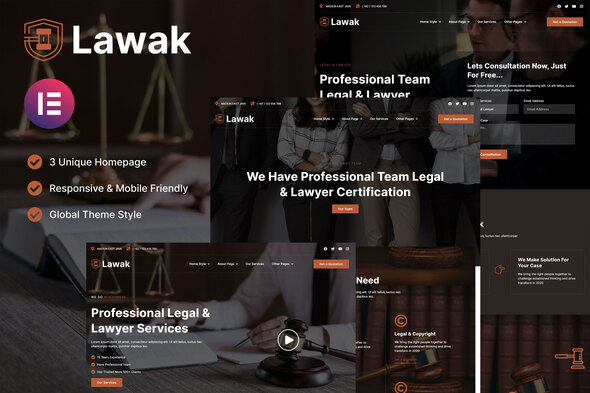 Lawak - Legal & Lawyer Services Elementor Template Kit