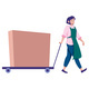 Woman Pulling Cart with Box - GraphicRiver Item for Sale