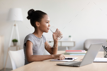 Modern e education, social distance, study online with devices and health care at home, covid-19 / Photodune, Misc