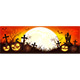 Orange Banner with Moon and Halloween Pumpkins - GraphicRiver Item for Sale