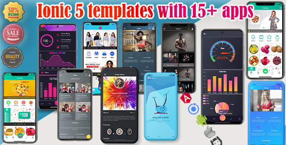 ionic 5/6 themes bundles / ionic 5 templates with 15+ apps