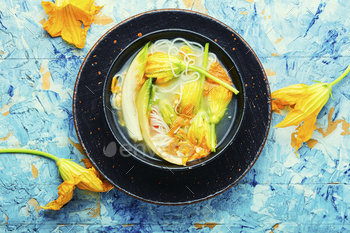 Rice noodle soup with pumpkin flowers / Photodune, Misc