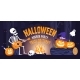 Halloween Party Horizontal Banner with Skeleton - GraphicRiver Item for Sale