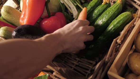 a Customer is Choosing Fruit to Indoor of Grocery