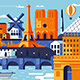 Paris city colorful flat design style - GraphicRiver Item for Sale