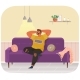 Man Lying on Sofa in Apartment - GraphicRiver Item for Sale