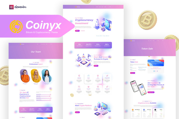 Coinyx - Cryptocurrency Blockchain & Bitcoin Elementor Template Kit