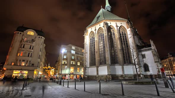 Night Brno. Time lapse of the Brno. Czech republic