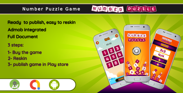Number Puzzle game - Android Studio Complete Project + admob