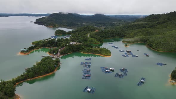 Aerial View of Fish Farms in Norway