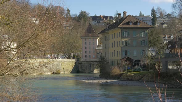 Houses on the shore of Aare River