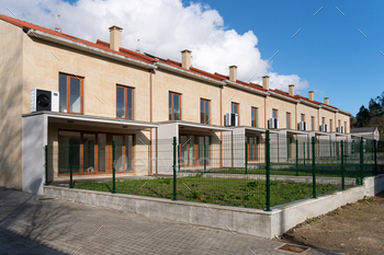 A row of new townhouses or condominiums