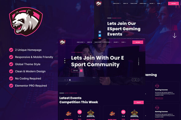 Junio - E-Sport Gaming Events & Streamer Elementor Template Kit