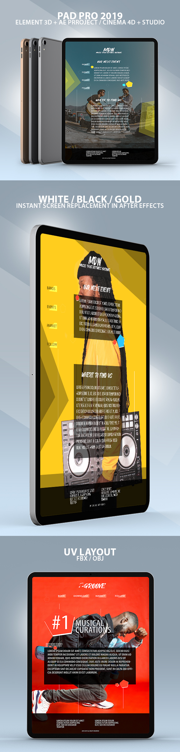 iPad Tablet Pro 2019 Element 3D Model