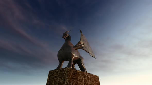 Dragon Sculpture And Time-lapse Sky