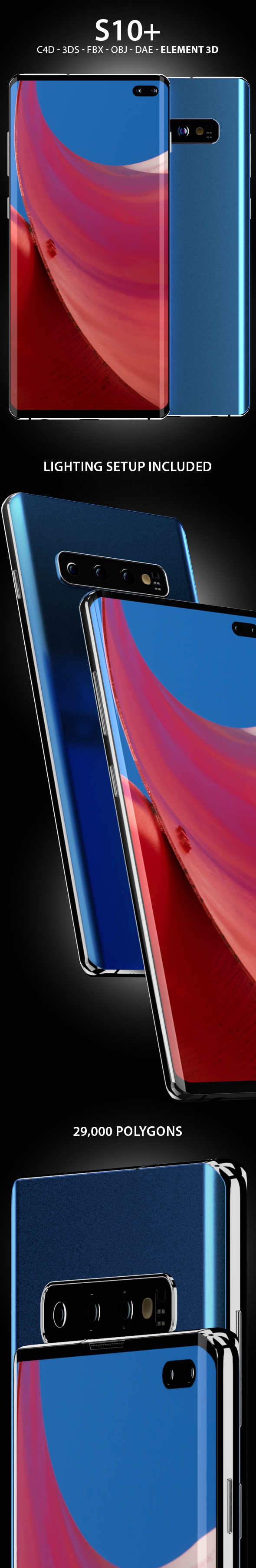 Galaxy S10+ 3D Model for Element 3D