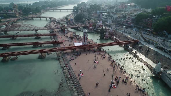 City of Haridwar state of Uttarakhand in India seen from the sky