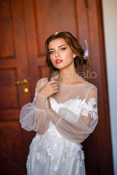 Stylish young bride on her wedding day in Italy.elegant Bride from Tuscany.Bride in a white wedding / Photodune, Misc