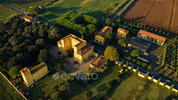 Top view of an old yellow villa in the Tuscan region.Italy / Photodune, Misc