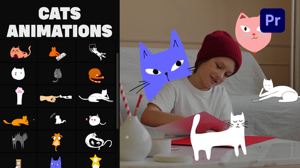 Cartoon Cats Animations | Premiere Pro MOGRT