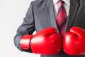 Businessman in boxing gloves on white background - PhotoDune Item for Sale