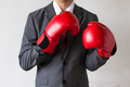 Businessman in boxing gloves on white background - PhotoDune Item for Sale