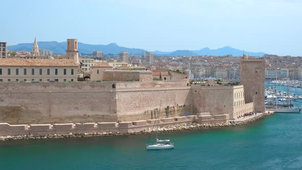 Yachts Coming To Marseille Old Port on Sunset. Marseille, France