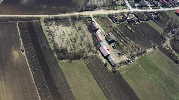 Aerial view of country road