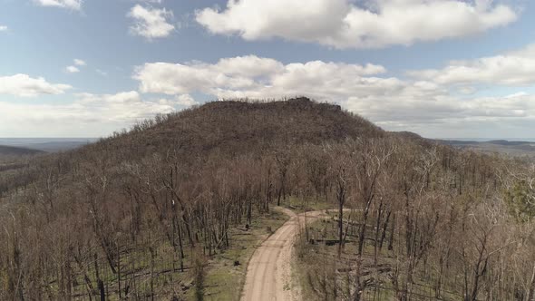 Drone Aerial - Australian Bushfire Burnt Landscape