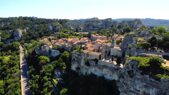 Les Baux De Provence Village on the Rock Formation and Its Castle
