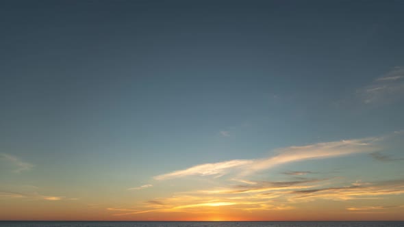 Time Lapse Beautiful Yellow Sunset Above The Ocean.