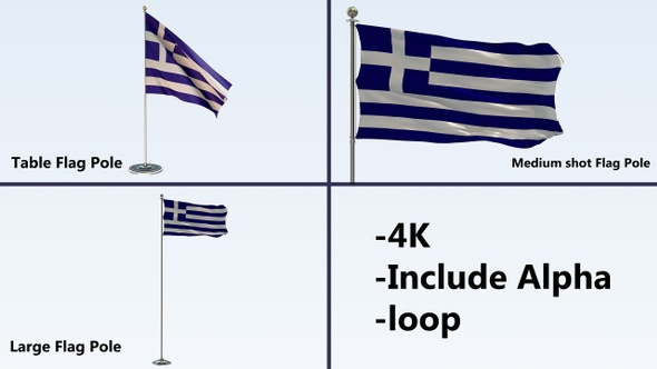 Greece  Flag Pack 4k-Loop 