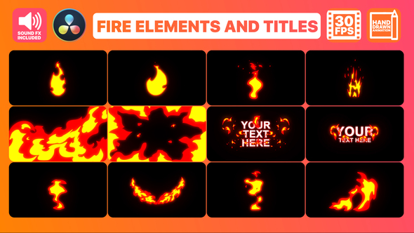 Fire Elements Titles And Transitions | DaVinci Resolve