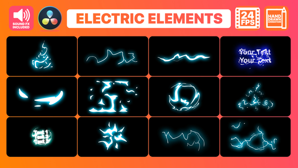 Cartoon Electric Elements and Titles | DaVinci Resolve