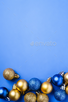 Christmas composition. Blue and golden ornament and baubles decorations / Photodune, Misc